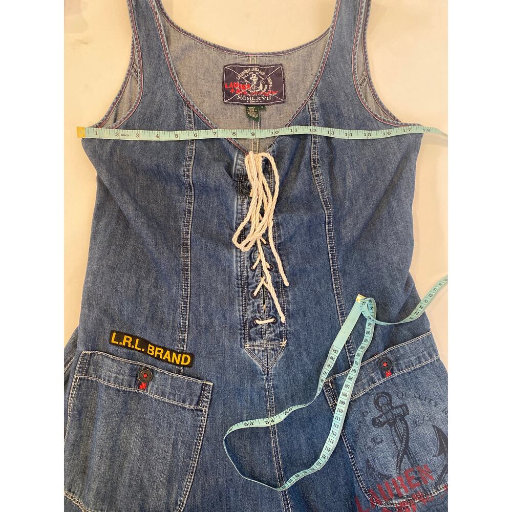 LRL Vintage Sleeveless Nautical Denim Dress Fit & Flare Lace Up Front EUC Sz 8 - Picture 8 of 14